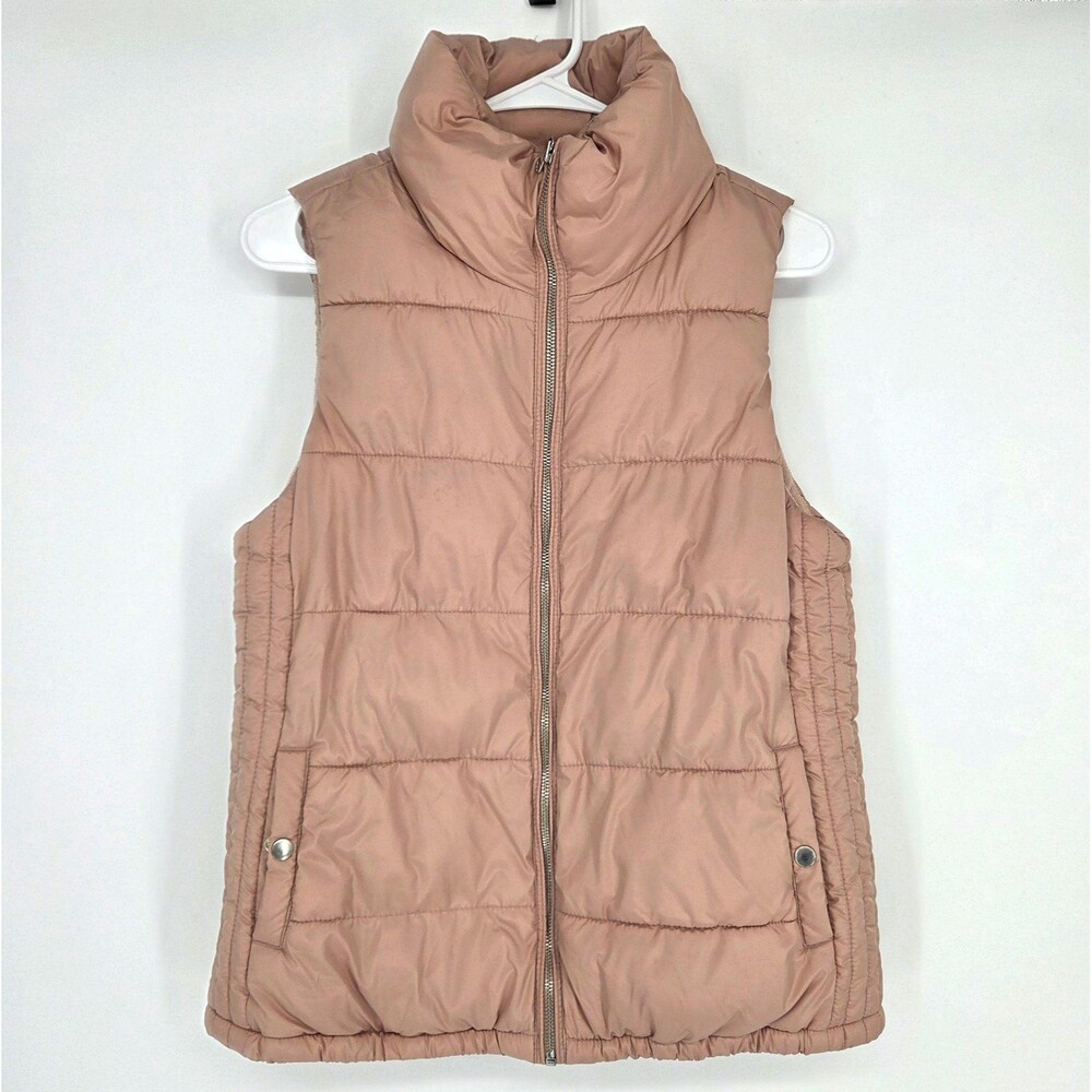 Old Navy Womens Rose Quilted Puffer Vest Full Zip Pockets Lined Mid Length Small